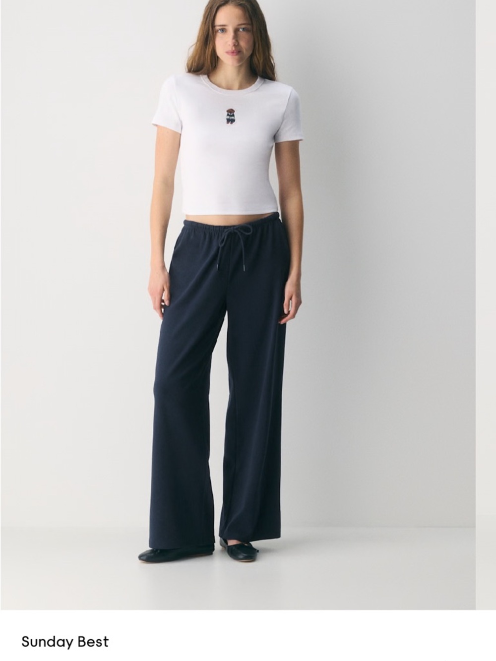 Aritzia Sunday Best Navy Wide-Leg Drawstring Pants for Women